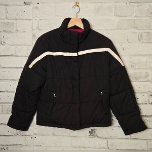 Vintage Esprit Cropped Puffer Jacket Black Y2K 90s Ski Style Women 6